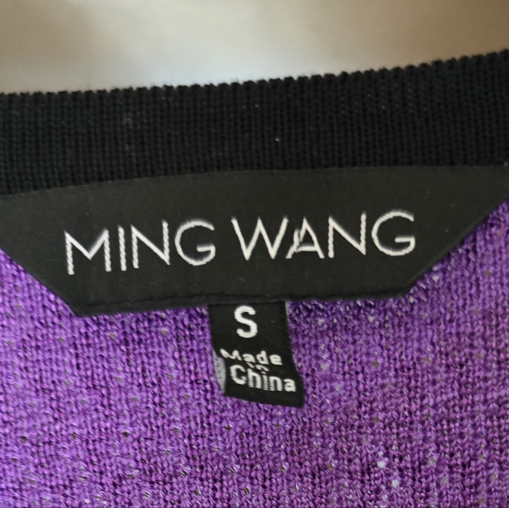 Ming Wang Heritage Purple Black Knit Cardigan Blazer Size Small - Picture 7 of 9